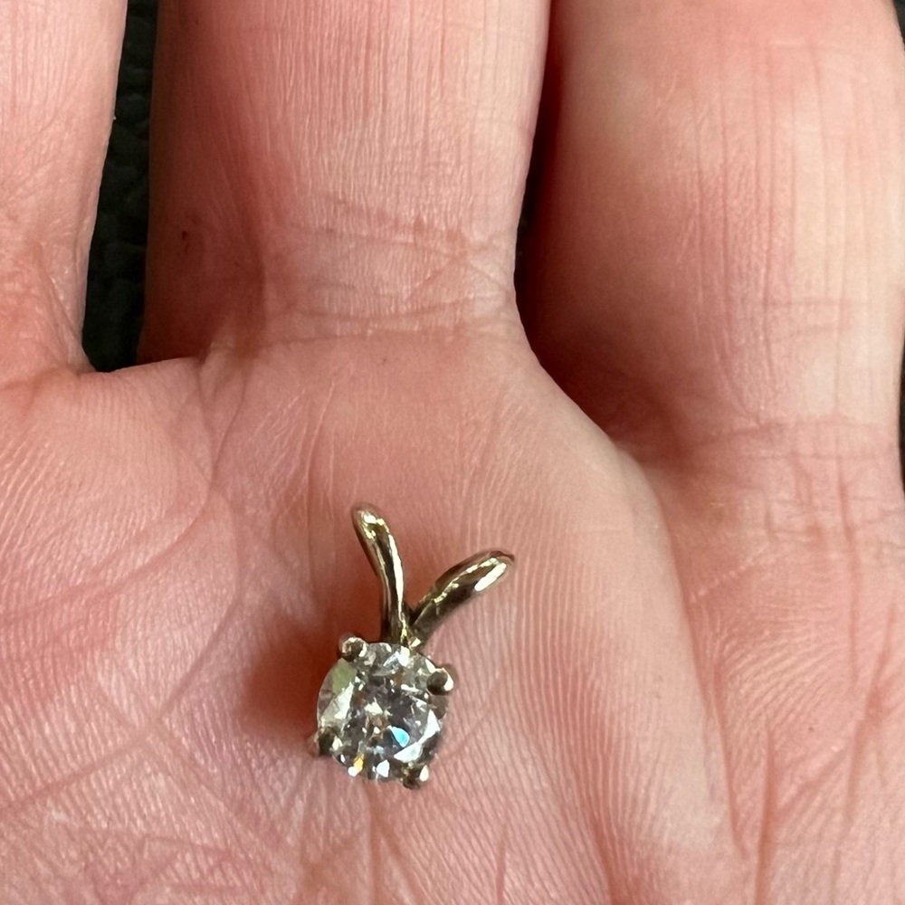 Genuine Natural Diamond white gold pendant 14 karat .40 carats J color I1